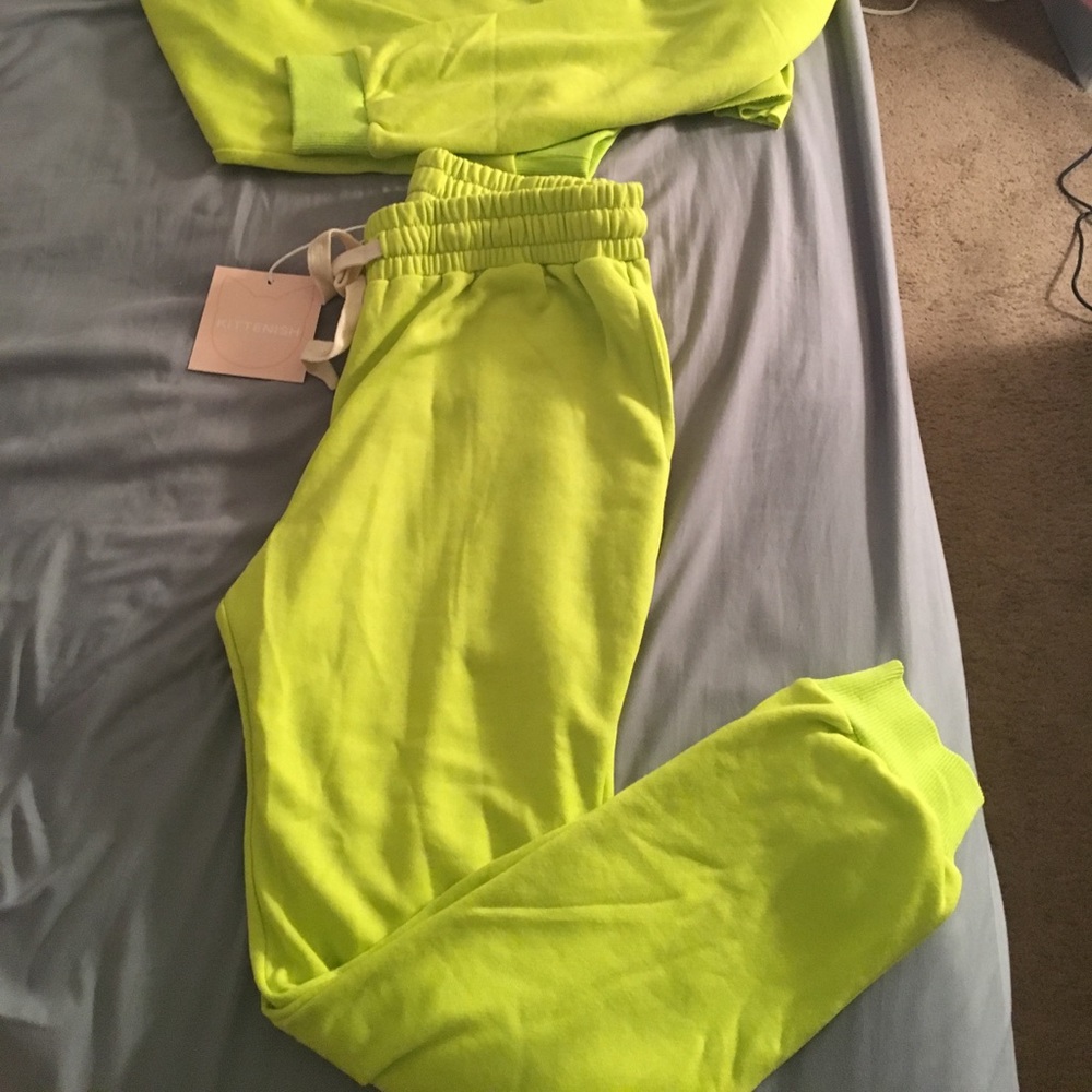 Kittenish Reese Lime Cropped Hoodie & Joggers